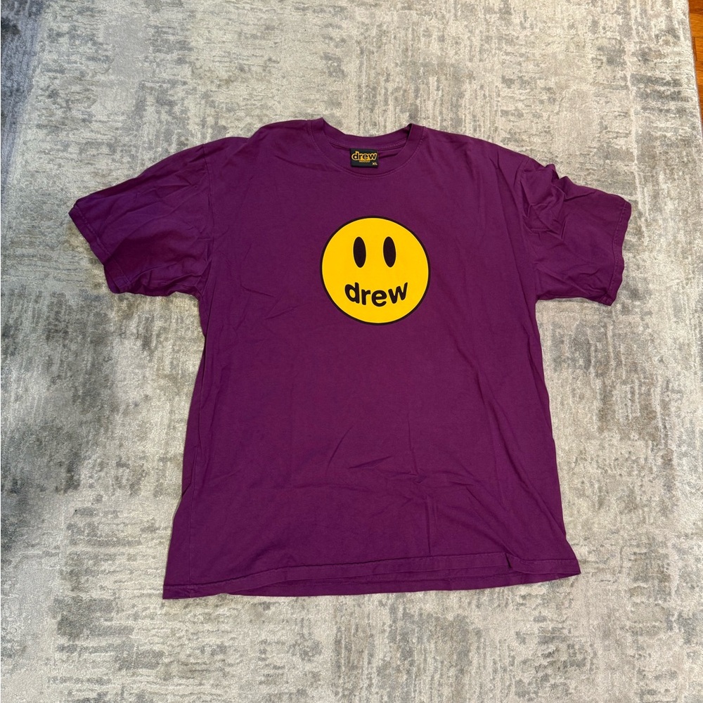 drew house Purple Tee with Yellow Smiley